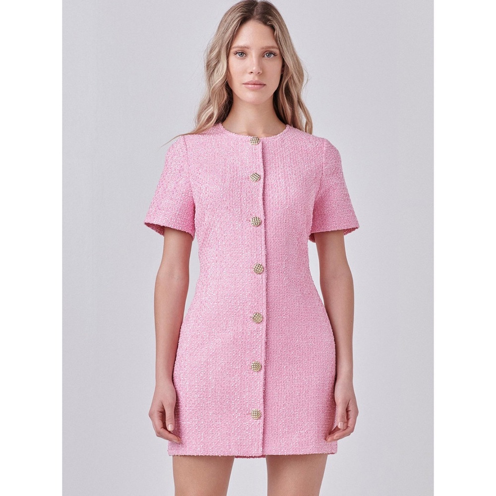 Endless Rose Women Short Sleeve Tweed Dress- Size Large